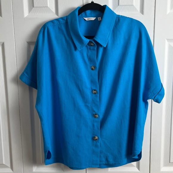 Reitmans Tops - Reitmans Linen Cap Sleeve Top Blue Size XL